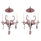 Pair of Overscale and Elegant Star Three Light Glass Sconces