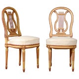 Antique Set of 6 painted Louis XVI style lyre back chairs