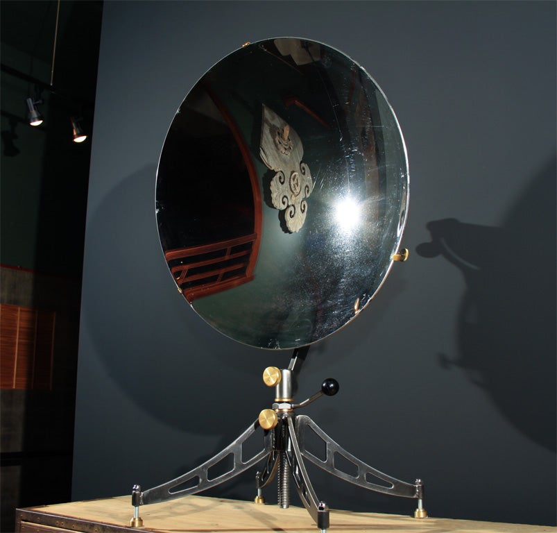 American Concave Parabolic Mirror on Industrial Stand For Sale
