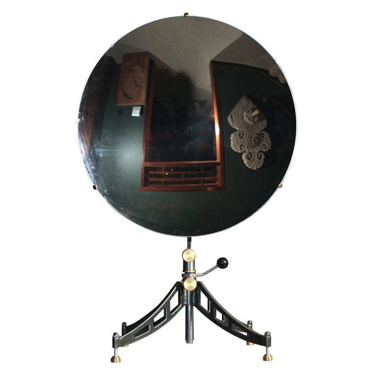 Concave Parabolic Mirror on Industrial Stand For Sale