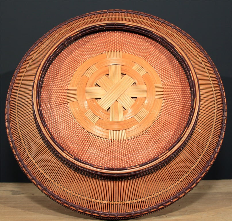 Bamboo Japanese Woven Basket Tray For Sale