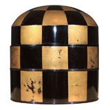 Antique Japanese Lacquer and Gilt Checkerboard Design Box