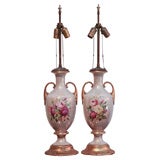 Pair of Hand Painted French Porcelain Lamps