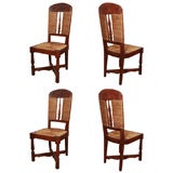Set of 4 Carved Oak Side Chairs