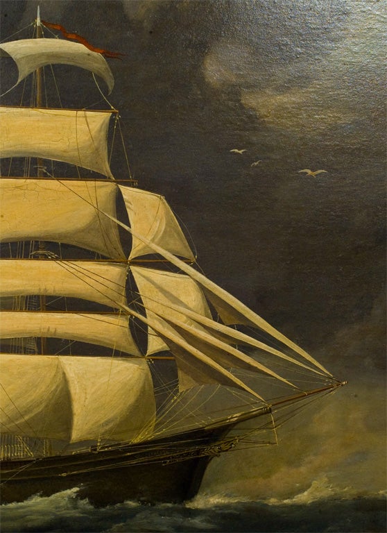 English William Pierce Stubbs Oil on Canvas of Clipper Ship 