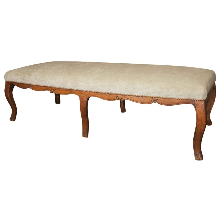18th Century French Louis XV Large Scale Walnut Bench
