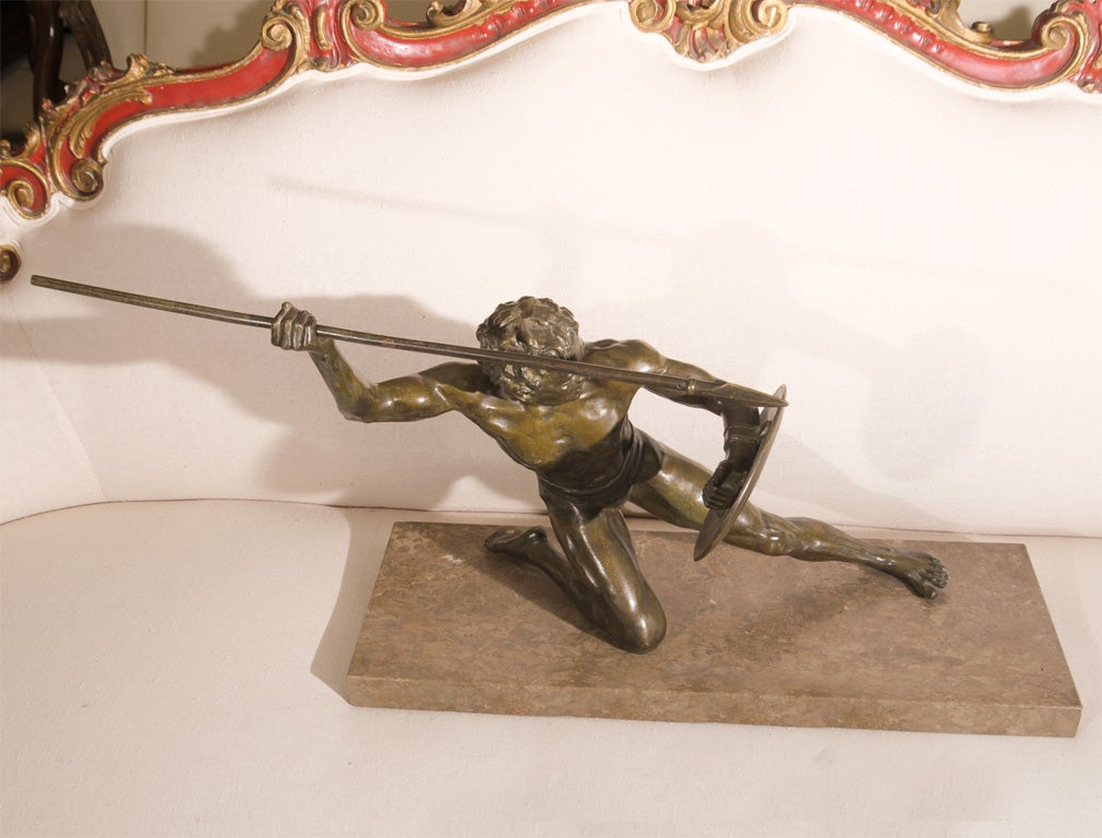 French Art Deco Bronze Sculpture by O. Cipriani In Good Condition For Sale In Houston, TX