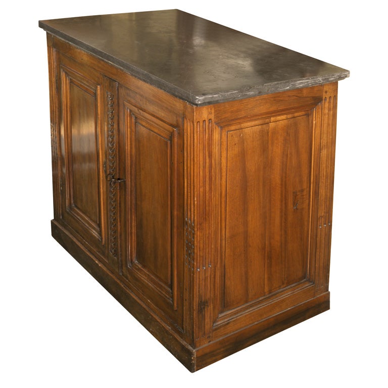 18th Century French Louis XVI Marble-Top and Walnut Cabinet For Sale