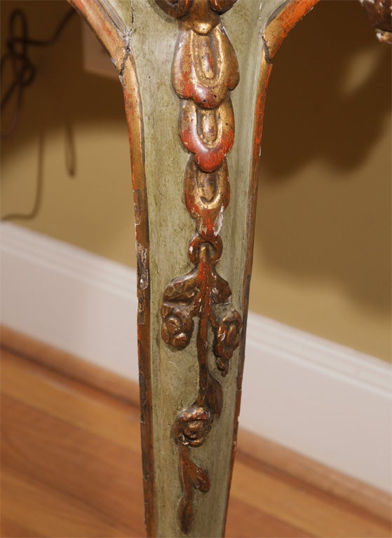 18th Century and Earlier 18TH CENTURY VENETIAN CONSOLE WITH MARBLE TOP