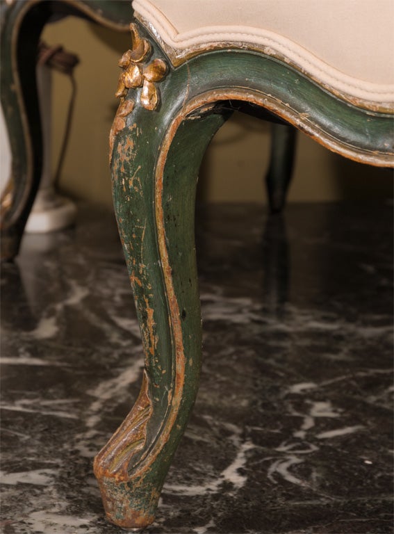 Painted PAIR OF 19TH CENTURY LOUIS XV STYLE PAINTED ARMCHAIRS