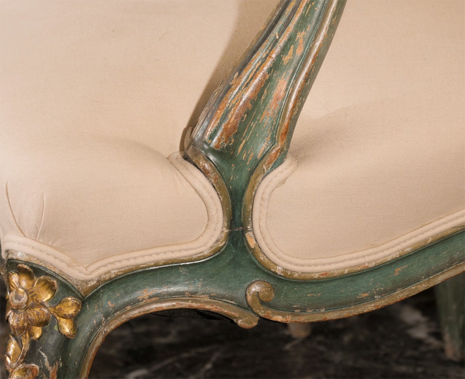 PAIR OF 19TH CENTURY LOUIS XV STYLE PAINTED ARMCHAIRS 1