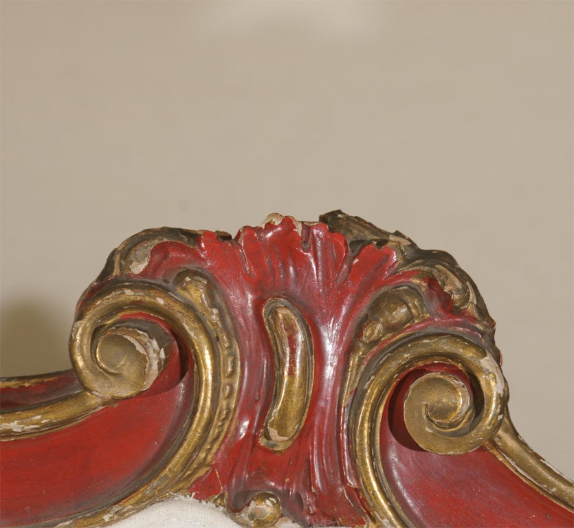 19th Century Venetian Red And Gilt Wood Canape In Good Condition In Houston, TX