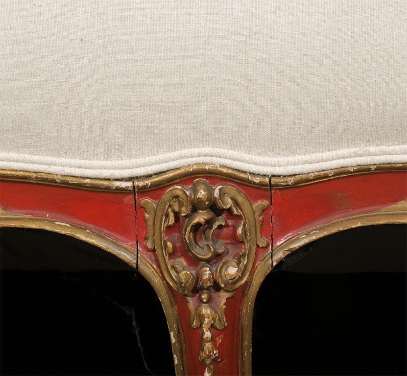 19th Century Venetian Red And Gilt Wood Canape 2