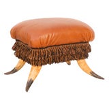 Antique Leather and Horn Footstool