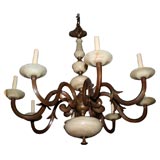 Bronze Chandelier with Alabaster Elements