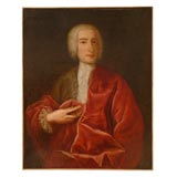 Early 18th Century French Portrait, of Nobleman with Compass