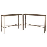 Pair  of French Wrought Iron Console Tables
