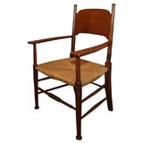 English Arts and Crafts Rush Seat Arm Chair By William Birch
