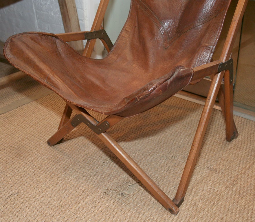 20th Century Pair of 19th Century English Leather Campaign Chairs