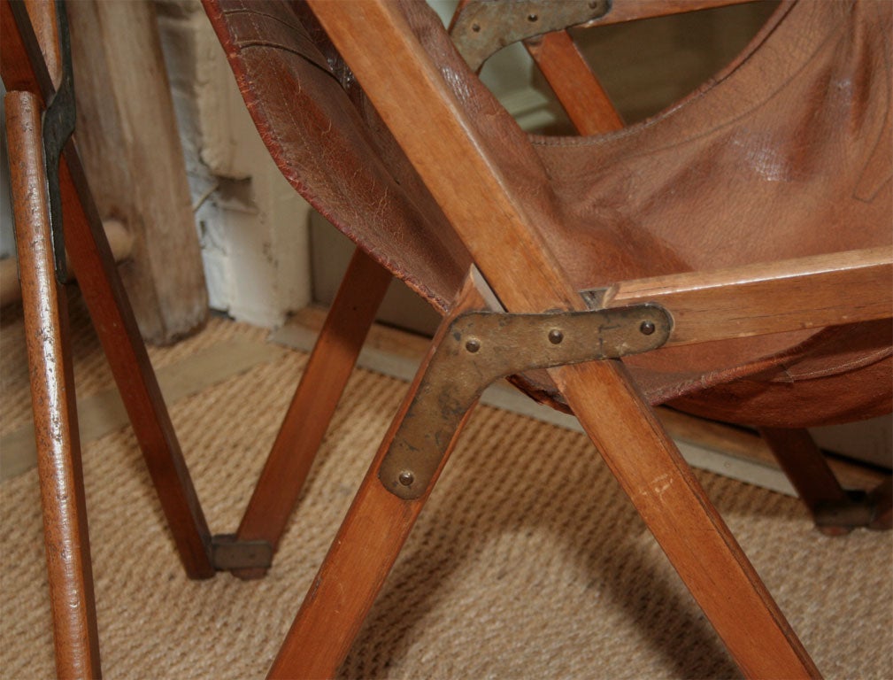 Pair of 19th Century English Leather Campaign Chairs 2
