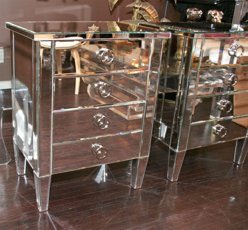mirrored end table with drawers