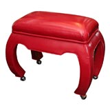 RED LEATHER  CHINOISERIE STYLE OTTAMAN