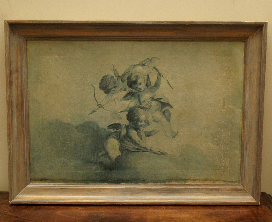 Grisaille painting of frolicking putti.