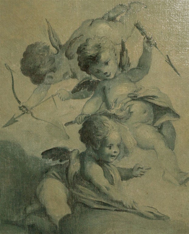 French Oil on Canvas of Frolicking Putti