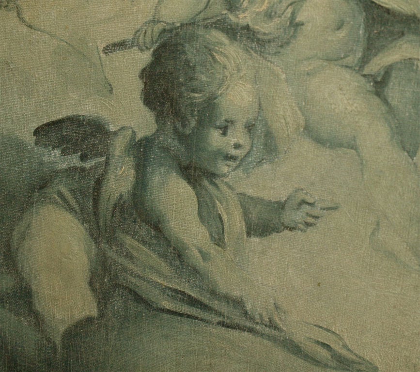 Painted Oil on Canvas of Frolicking Putti