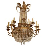 19th century Italian Iron, Tole and Crystal Chandelier