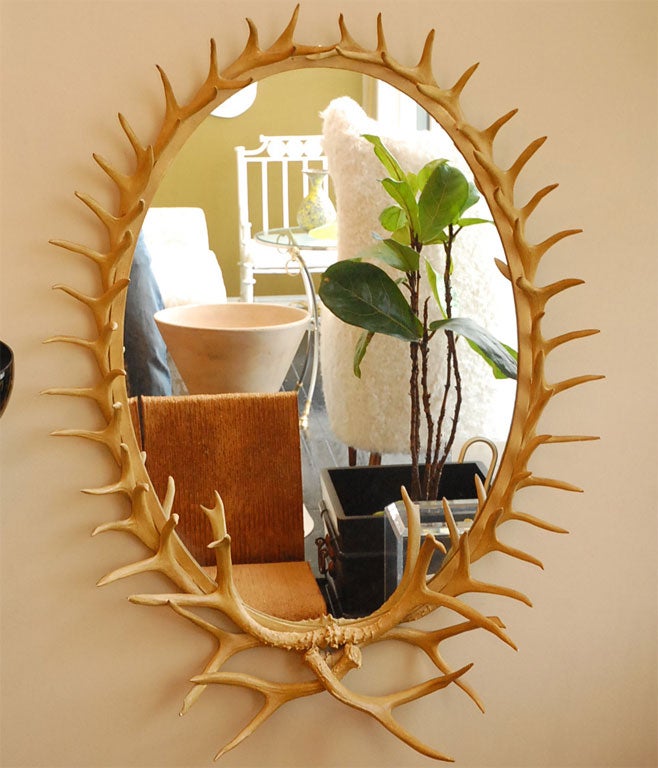 Large Faux  Antler Mirror