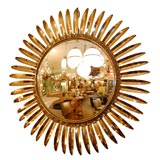 Large French 60s Brass Starburst Mirror