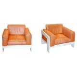 Pr. of Tobia Scarpa Bastiano Lounge Chairs rare wht lacquer