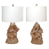 Pair Quartz Crystal Encrusted Lamps