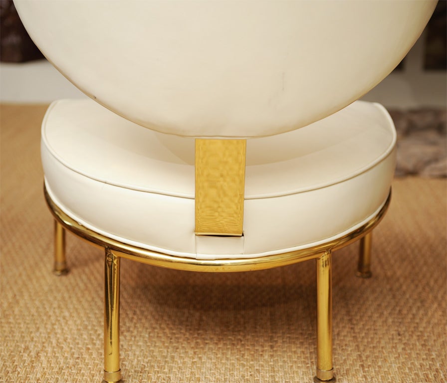 Pair White Leather and Brass Armchairs Designed by MAURICE BAILEY for Monte Verdi Young California