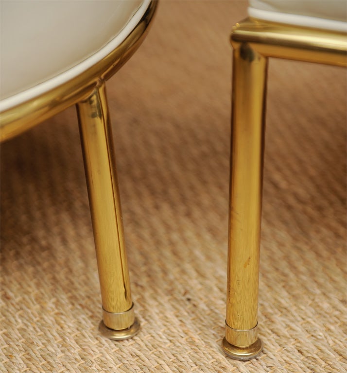 Pair Leather and Brass Armchairs by Maurice Bailey 4