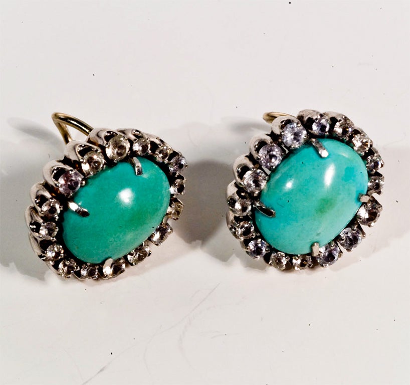 Pair of Persian Turquoise Vintage Earrings In Excellent Condition In Stamford, CT