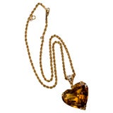 Large Citrine Heart Enhancer Necklace