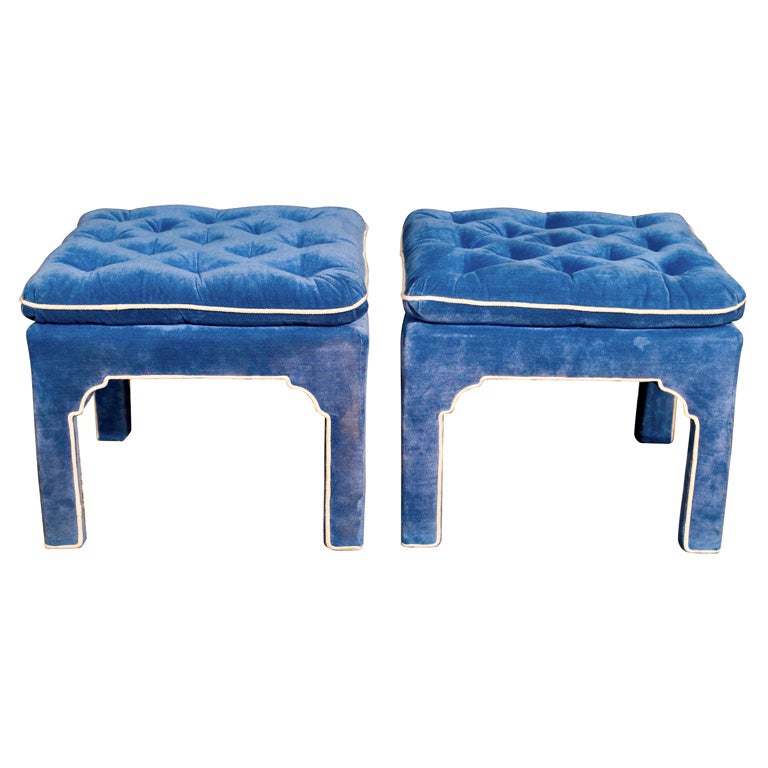 Pair Hollywood Regency Style Ottomans