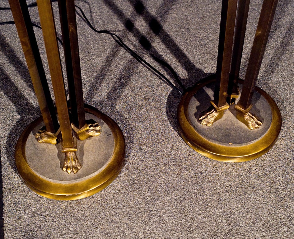 Pair of Bronze Art Decp Torchieres - Floor Lamps