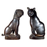 Antique Dog and Cat  form Chenets