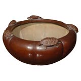 Fine Meji Bronze Lobed Bowl mounted with Turtles