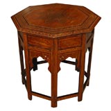 Anglo Syrian Brass Inlaid Teak Table