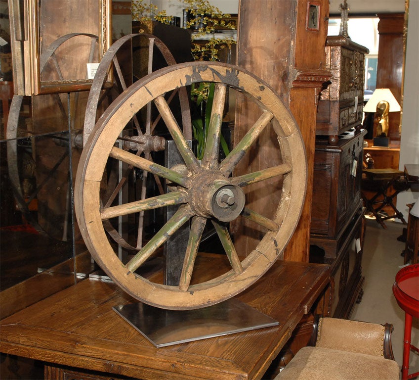Cart wheel on later custom stand