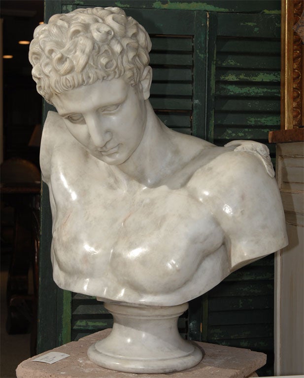Unknown A Large Marble Bust of Hermes