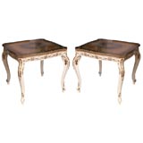 Vintage PR/ ITALIAN ROCCOCO STYLE EGLOMISE AND GILT ENDTABLES