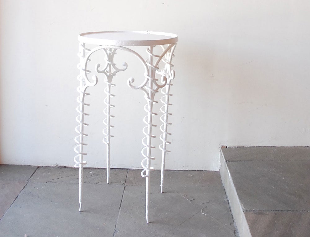 French Painted, Sculptural Iron Side Table