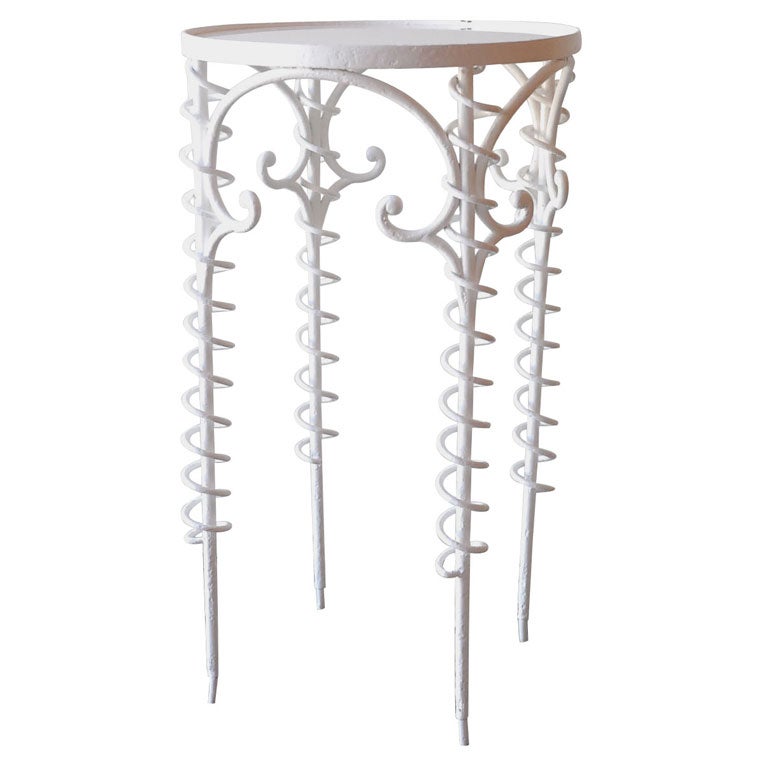 Painted, Sculptural Iron Side Table
