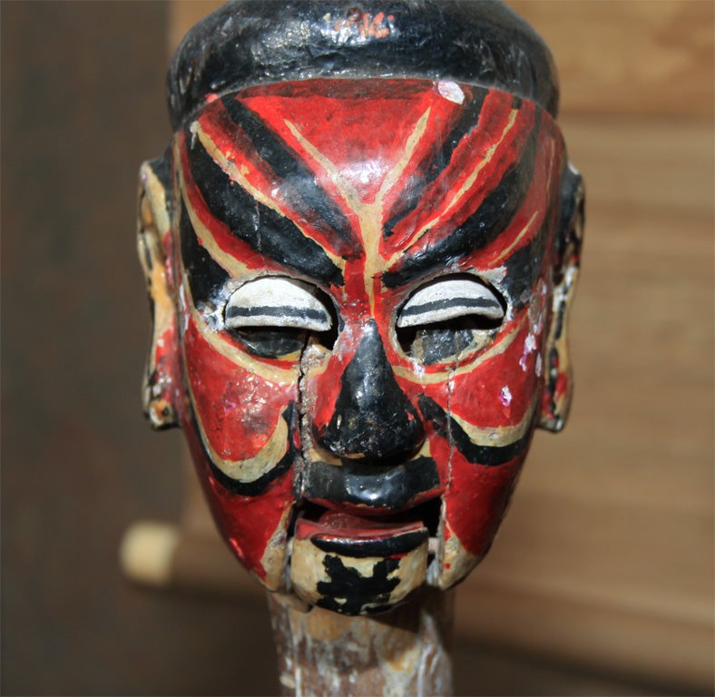 Chinese Carved & Painted Wood Puppet Heads 1