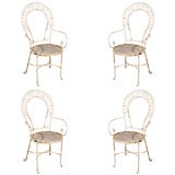 Set of FOUR Wrought Iron Arm Chairs c1920s scroll